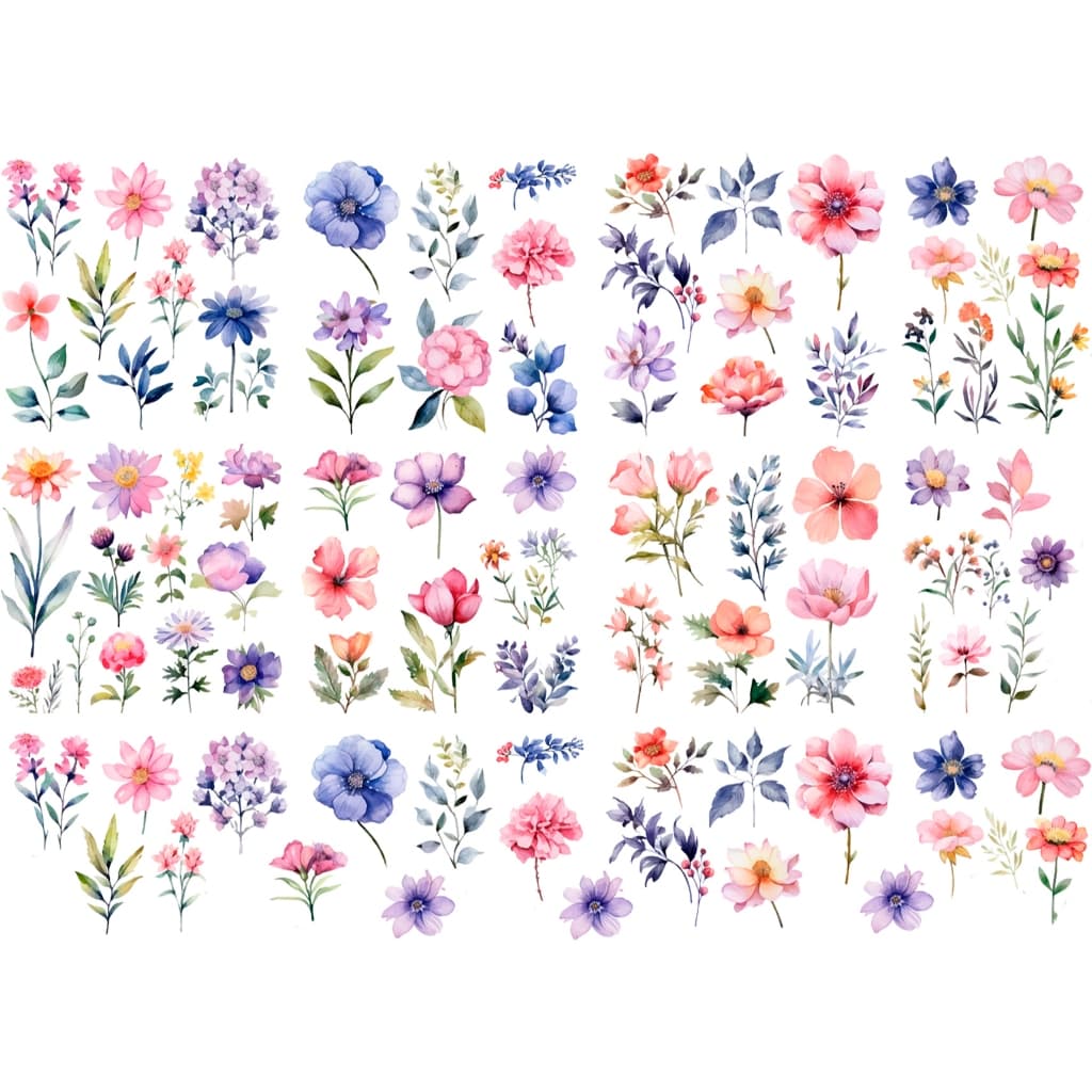 Decalque Porcelana Forno Caseiro Baixa Temp - Mix Flores