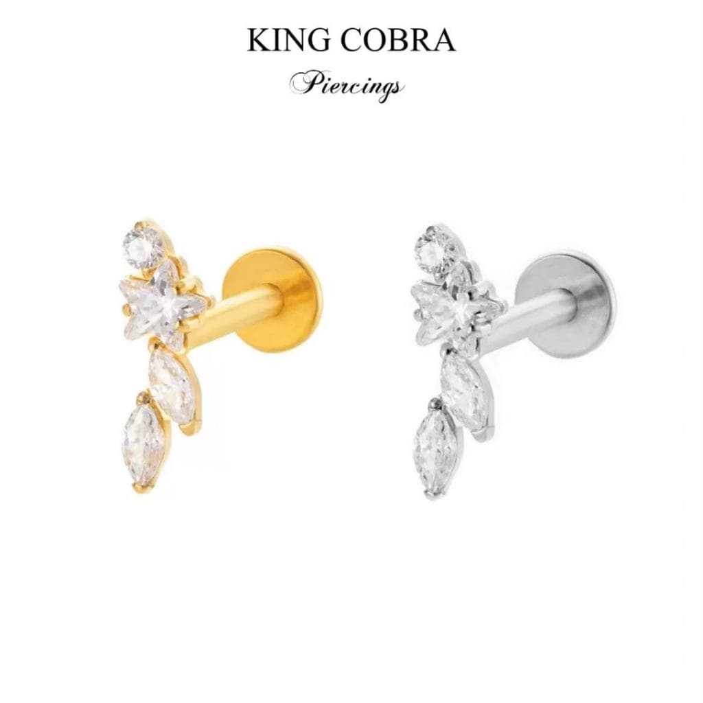 Piercing Estrela com Zircônia Labret Aço Cirúrgico| Helix, Tragus, Conch, Nariz, Boca-Medusa e Outros KB509 -1 unidade