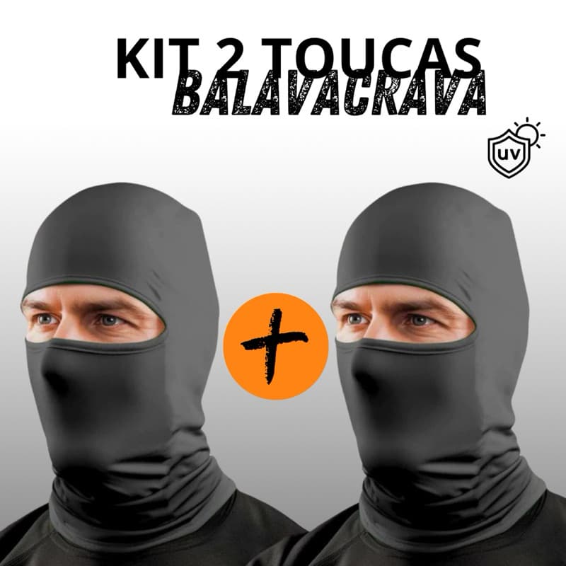 Kit 2 Toucas Ninjas Balaclava UV+50 Proteção Solar Térmica Ideal para Motoqueiro Motoboy Toca Preta