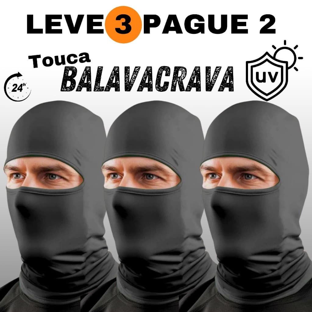 Kit 3 Touca Ninja Balaclava  Proteção Solar UV50+ Térmica Touca Motoboy Toca motoqueiro (1 ou 2 Un Disponível)
