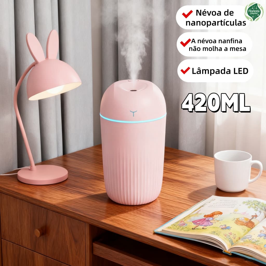 Umidificador De Ar E Difusor Aromatizador Grande 420ml De Ambiente Purificador De Ar Usb