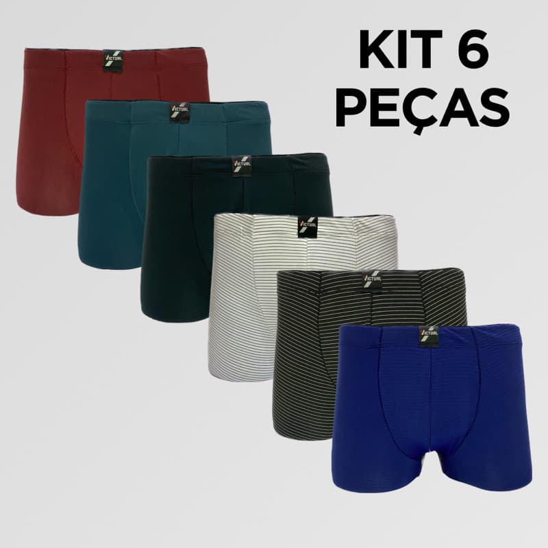 Kit 6 Cuecas Box / Boxer Microfibra Adulto Confortável Lisa