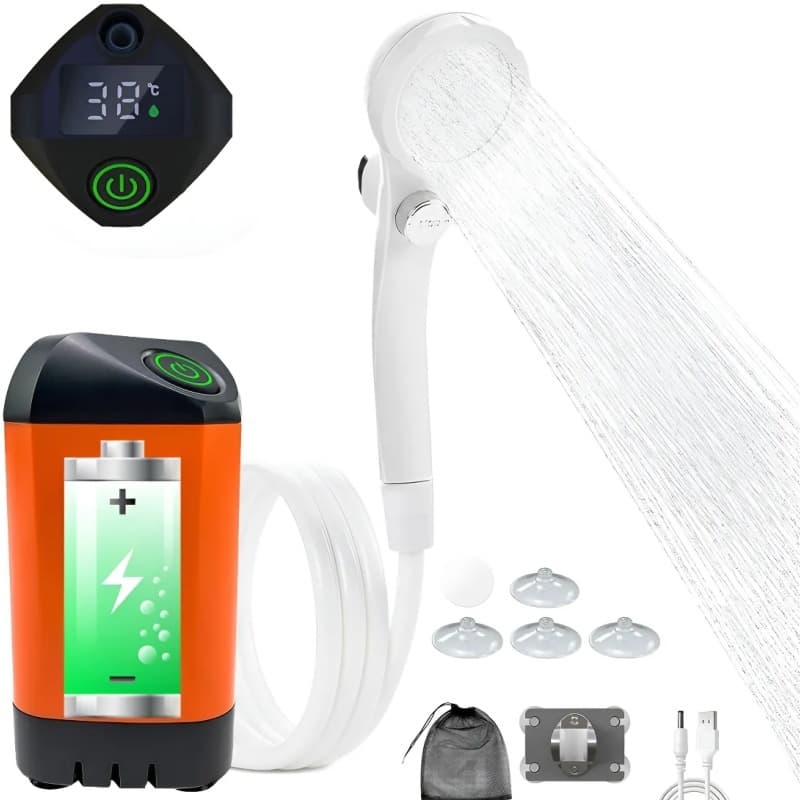 Chuveiro Elétrico Portátil Visor LCD De Temperatura Recarregável Adequado Para Acampamento Caminhadas Viagens