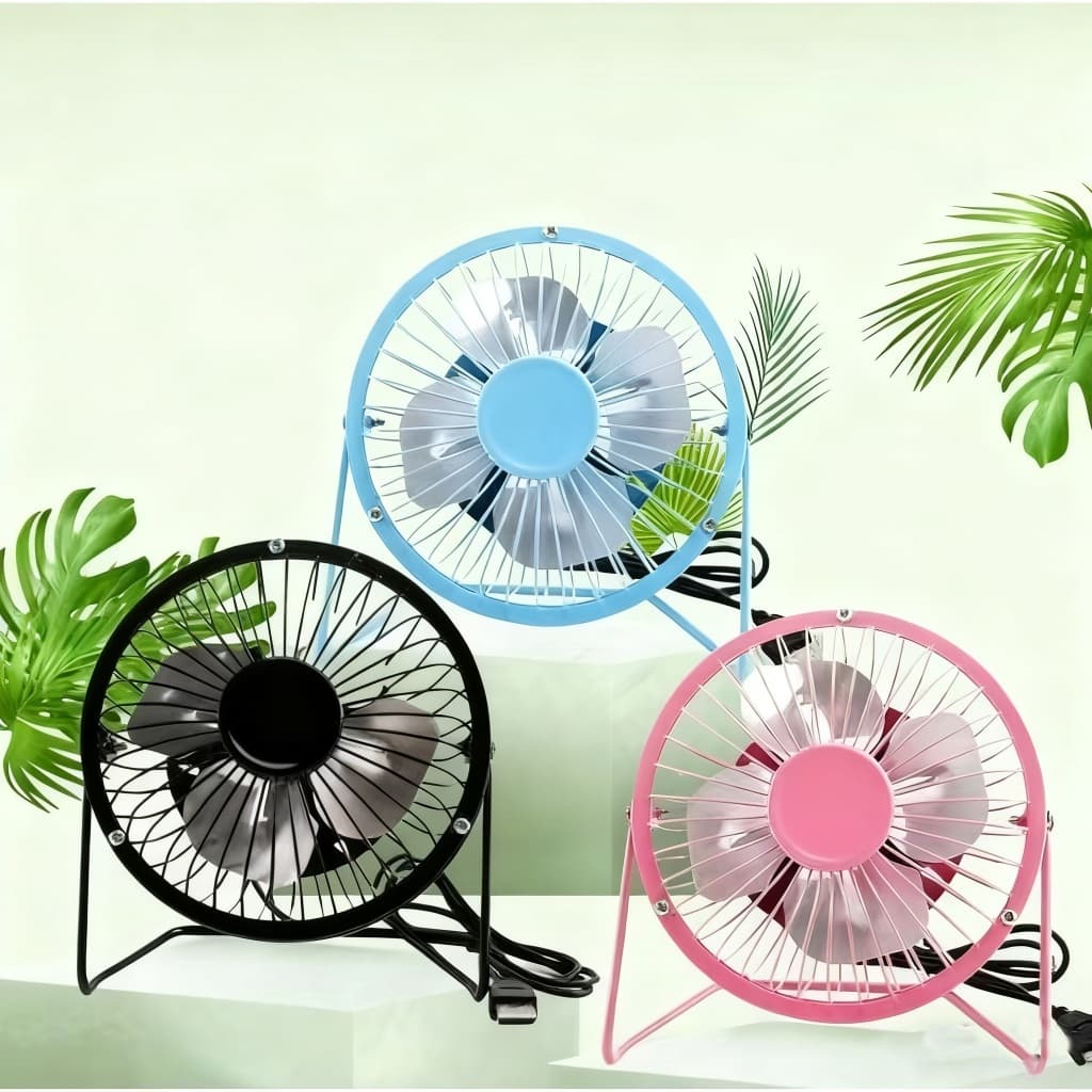 Mini Ventilador De Mesa Compacto Portátil USB 4 -pás de metal