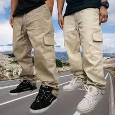 Calça Cargo Mesculino Feminino 6 Bolsos skate Larga Fechamento Cordão INFANTIL