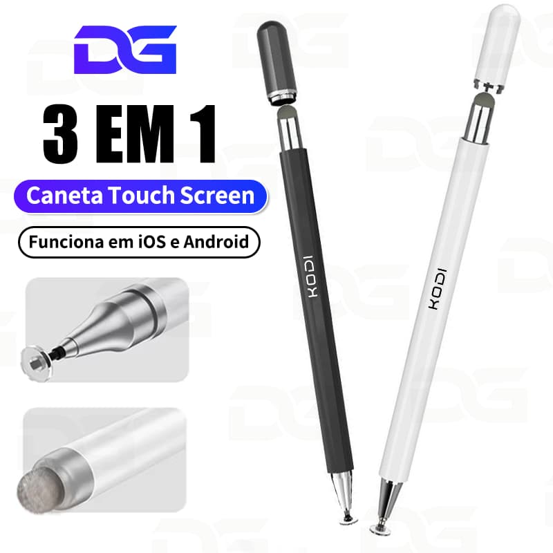 Caneta Stylus Capacitiva 3 em 1 Profissional IPad IPhone Android Universal Alta Precisão Touch Pen