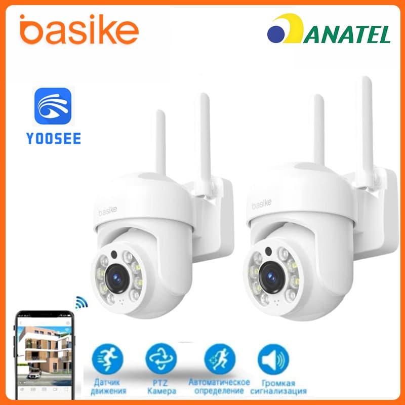 Basike KIT Câmeras de Segurança YOOSEE Resistente 360° Prova  com Microfone Visão Noturna Alarme Inteligente, cam0005