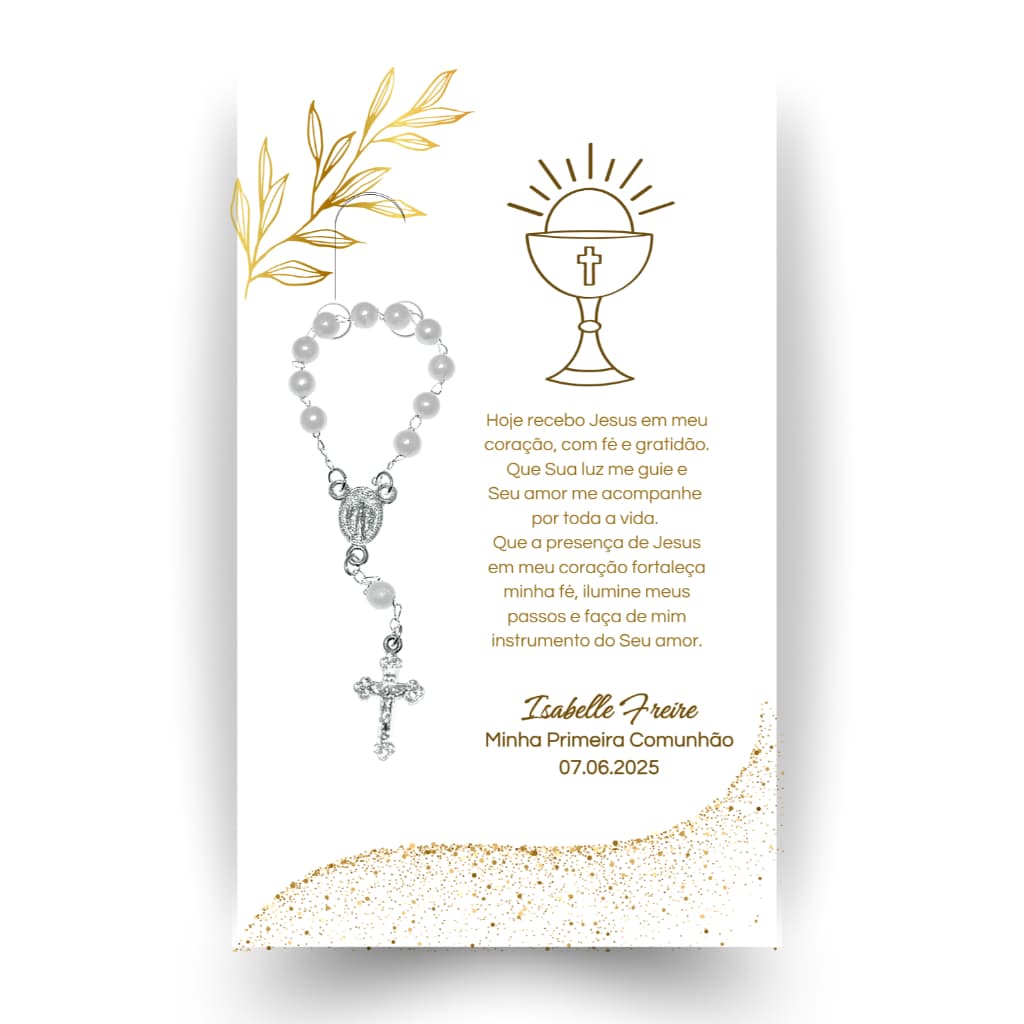 Tag porta mini terço para PRIMEIRA COMUNHÃO | Lembrancinhas, Festa, Religioso | NÃO ACOMPANHA O TERÇO