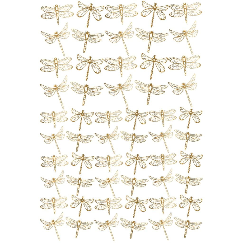 Decalque Porcelana Forno Caseiro - Libelulas Douradas