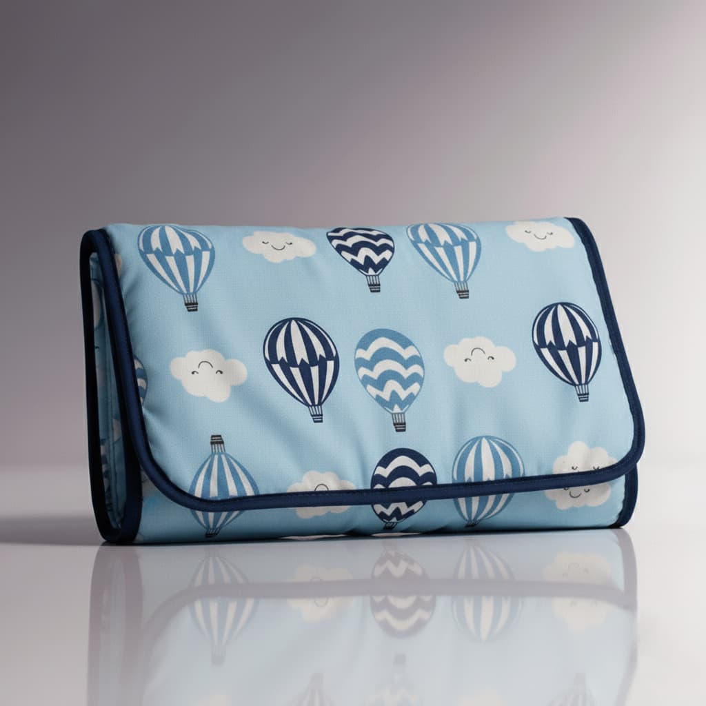 Trocador de Fraldas Portátil Bebê Bebe Impermeável Dobrável com Tecido Estampado 100% Algodão