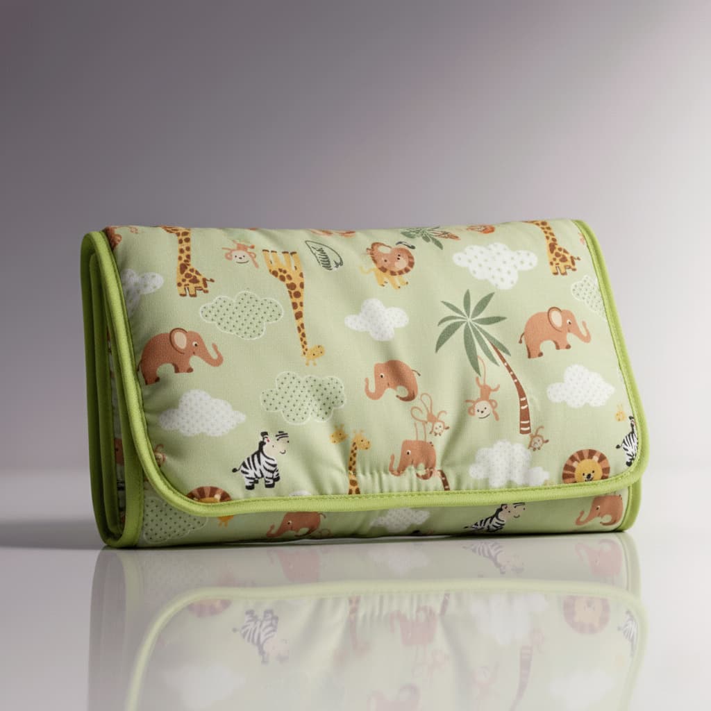 Trocador de Fraldas Portátil Bebê Bebe Impermeável Dobrável com Tecido Estampado 100% Algodão