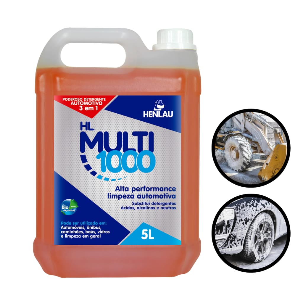 Detergente Multiuso Biodegradável Henlau HL MULTI 1000 Limpeza Pesada Carros Caminhões Vidros