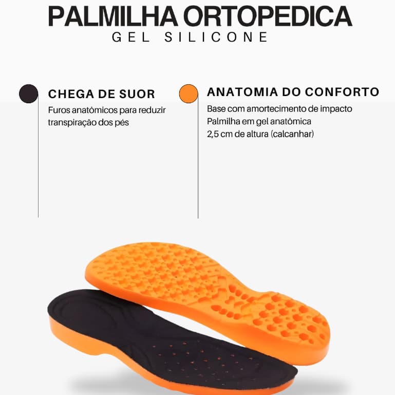 Kit 3 Palmilhas em PU Ortopédica Anatômicas em Gel - Super confortável