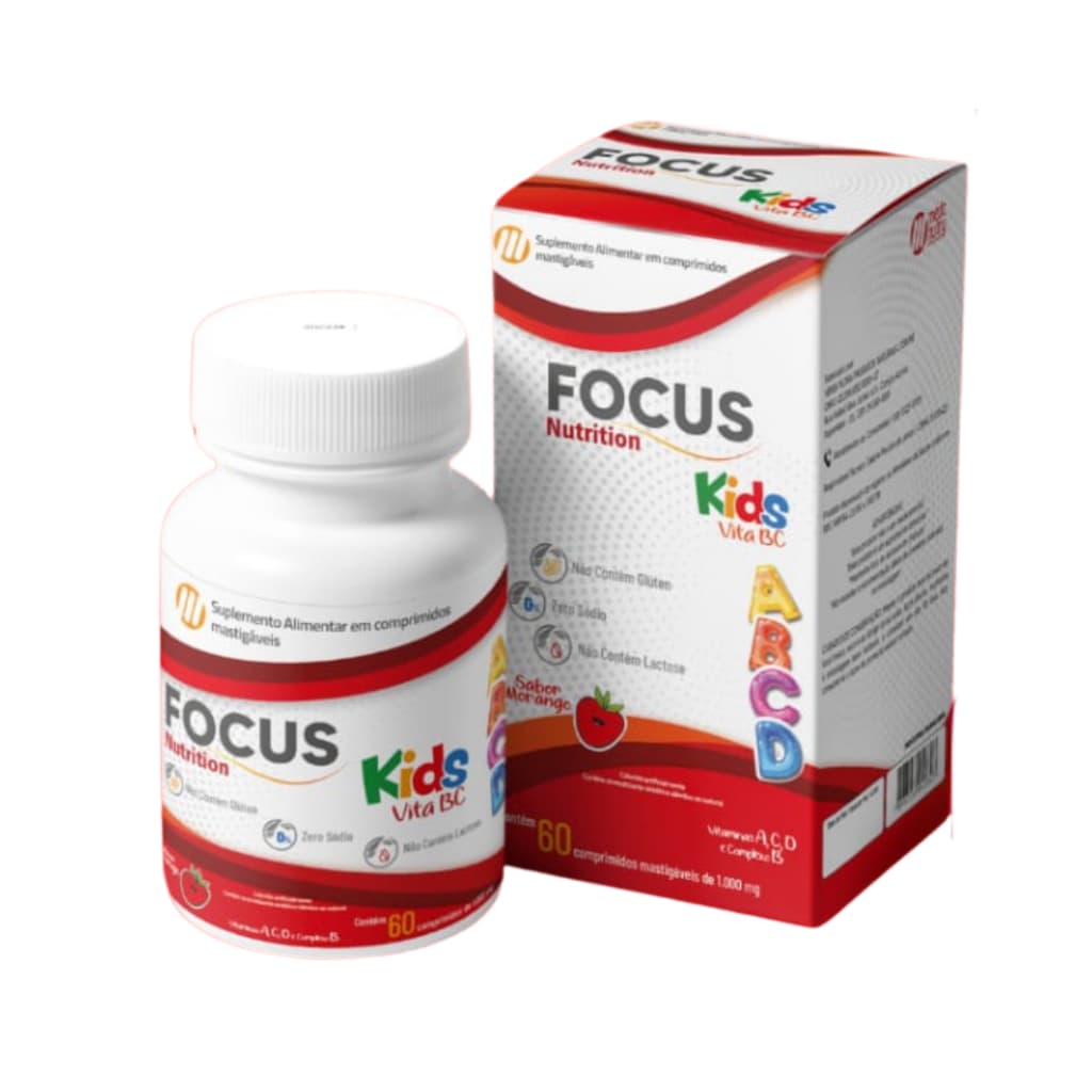 Vitamina Kids Infantil 1000mg 60 comp mastigáveis Mais Energia Melhor Aprendizado e Concentração