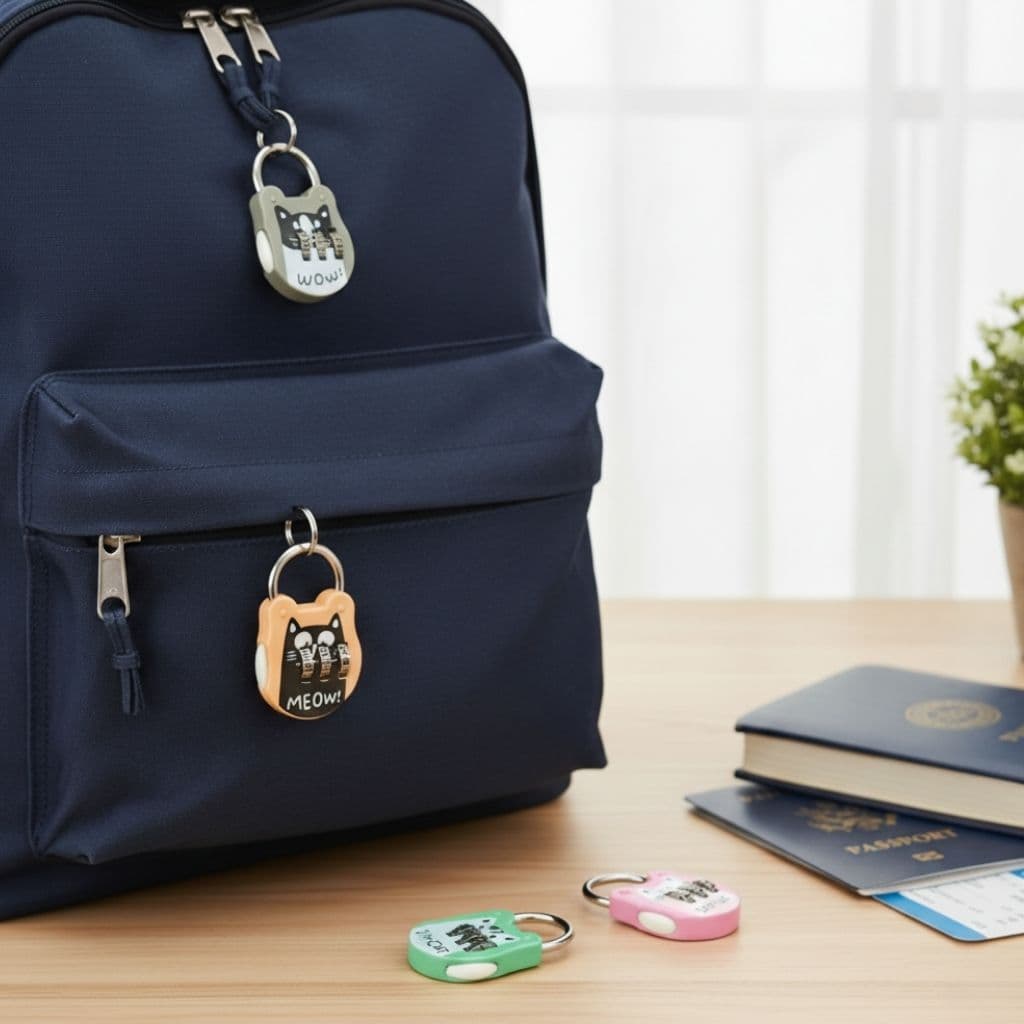 Allmini - Cadeado com Segredo de Gatinho Colorido