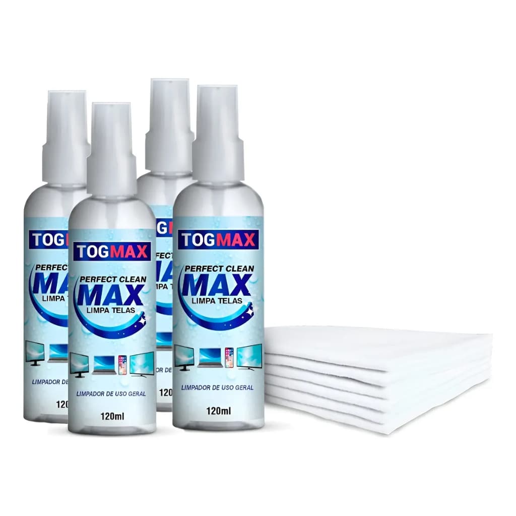 Kit Limpa Telas  + Flanelas Limpeza Notebook Celular Tv Monitor Multiuso Uso Geral 120ml