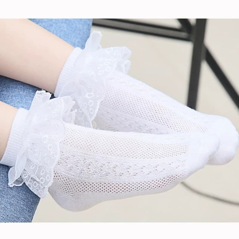 meias Meninas Rendas Meias De Algodão Estilo Princesa Bebê Criança Dança Para Primavera Verão