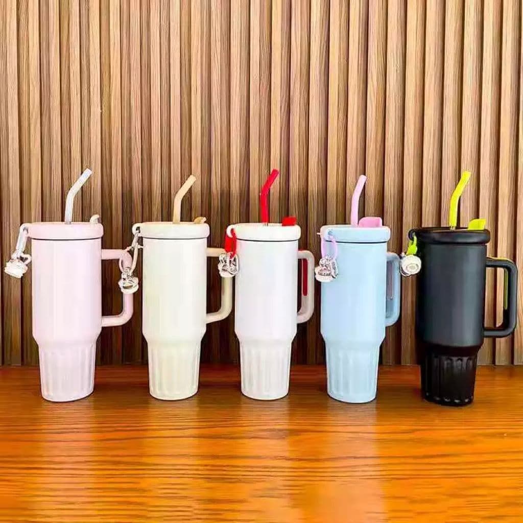 Copo Térmico 1200ml Inox Portátil Garrafa Inoxidável com Tampa 2 Funções e Canudo Inox (LL-4069)