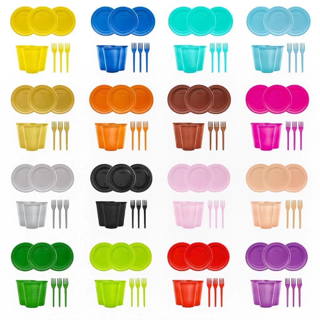 Kit Festa Descartáveis 50 Pessoas Festa, Aniversário, Pratos, Copos e Garfos