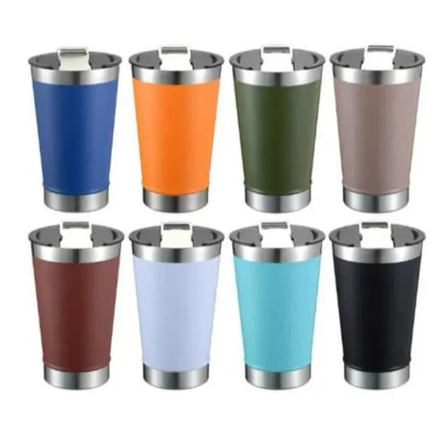 Copo Térmico Inox 473ml com tampa e abridor para bebidas quentes e geladas