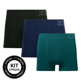 Kit 3 Cuecas Boxer Sem Costura Zee Rucci Masculina P ao GG Box masculina