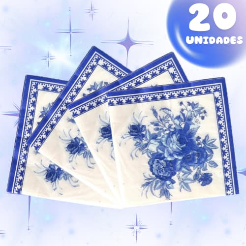 Guardanapo De Papel Folha Dupla 20 Un Flores Azul Portuguesa Mesa Posta Decoupage