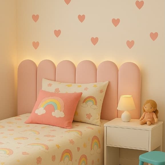 Kit Com Até 15 Cabeceira de Cama Modelo Nuvem Autocolante de Parede em Módulos Estofados 45x20 cm