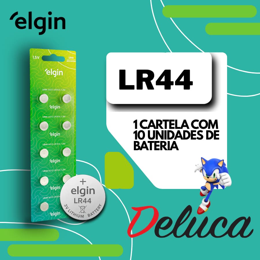 Elgin LR44/A76/LR1154/AG13  1,5 V Cartela c/ 10 Elgin (Escolha a quantidade)