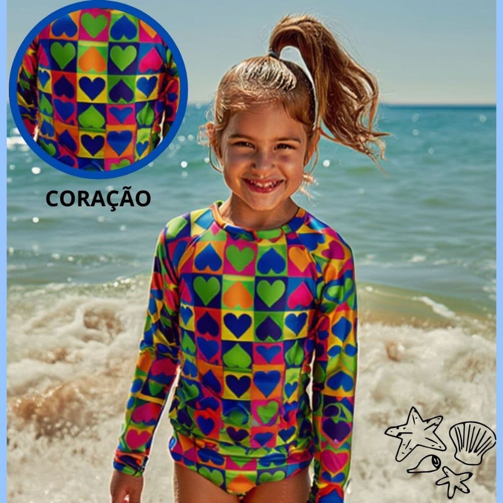 Kit 2 peças Conjunto Menina Biquini Infantil Camiseta Térmica e Calcinha Verão Praia Piscina Pratico
