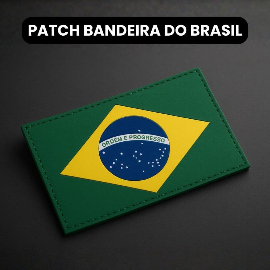 Patch Bandeira do Brasil Emborrachado Bélica Tático Militar com Velcro Para Farda Mochila