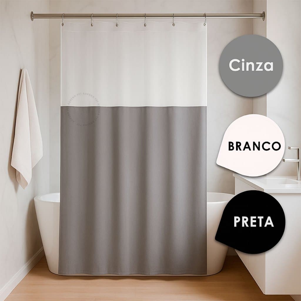 kit 1/2 Cortinas De Box Com Visor Transparente Antimofo Para Banheiro Translúcido Higiene Durável Ganchos