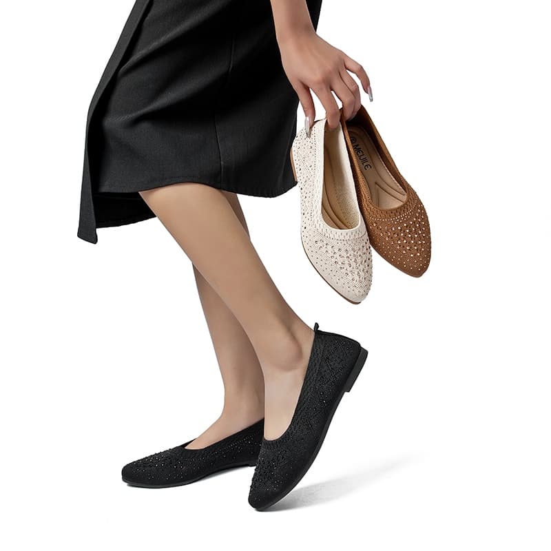 Sapatos casuais femininos de bico fino e mocassins confortáveis ​​são respiráveis ​​e confortáveis.