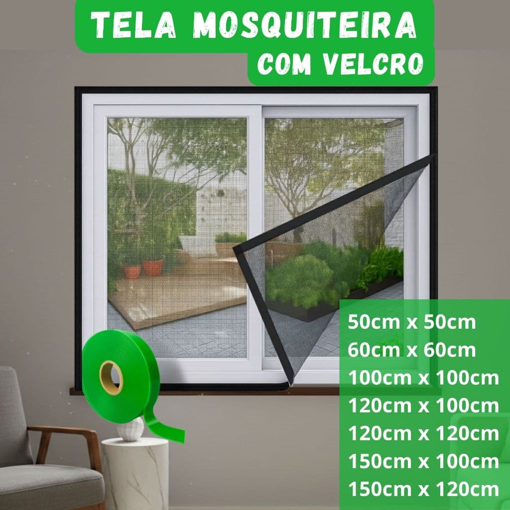 Tela Mosquiteira em Fibra de Vidro com Velcro  Para Janelas Resistente