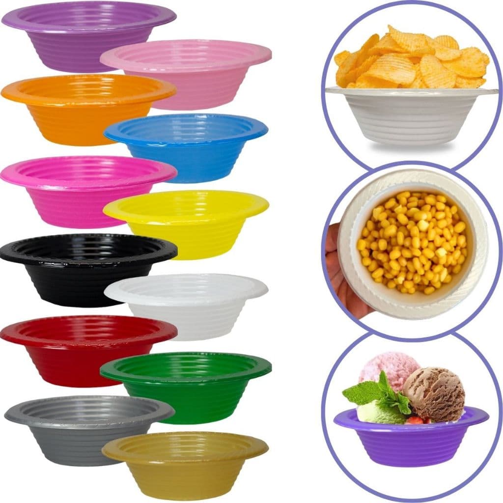 Prato Descartável Fundo Cumbuca 12cm 100 Unidades Petiscos Festa Bolo Salgadinho Doces Varias Cores