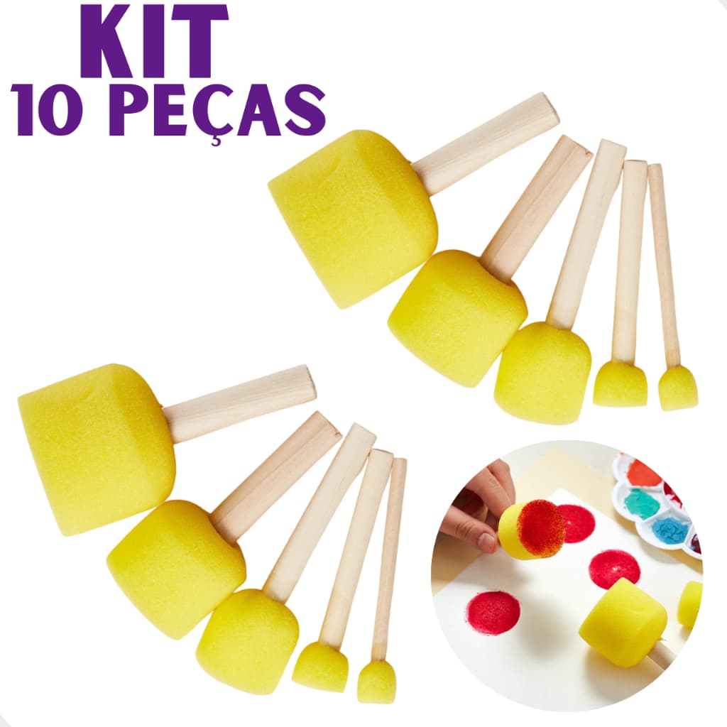 kit 10 Pincel Batedor de Espuma Para Pintura