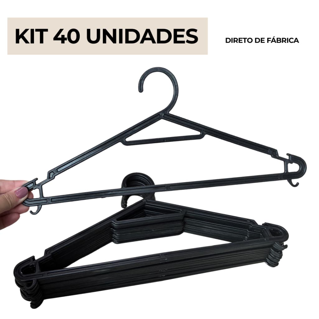 Kit 40 Cabides Adulto Organizador de Roupas Preço de Fábrica  -  ESTRELA G007