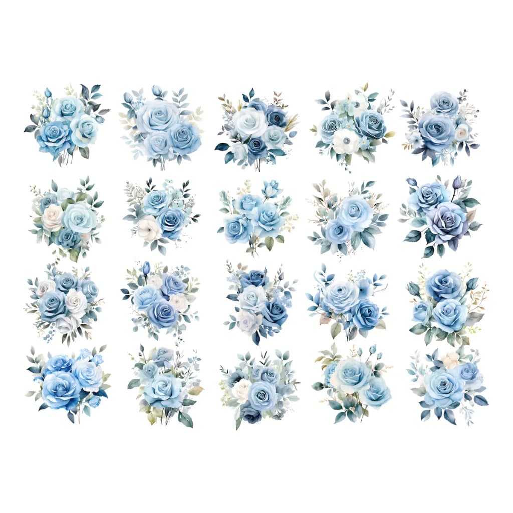 Decalque Porcelana Forno Caseiro Baixa Temp - Flores Azuis 10