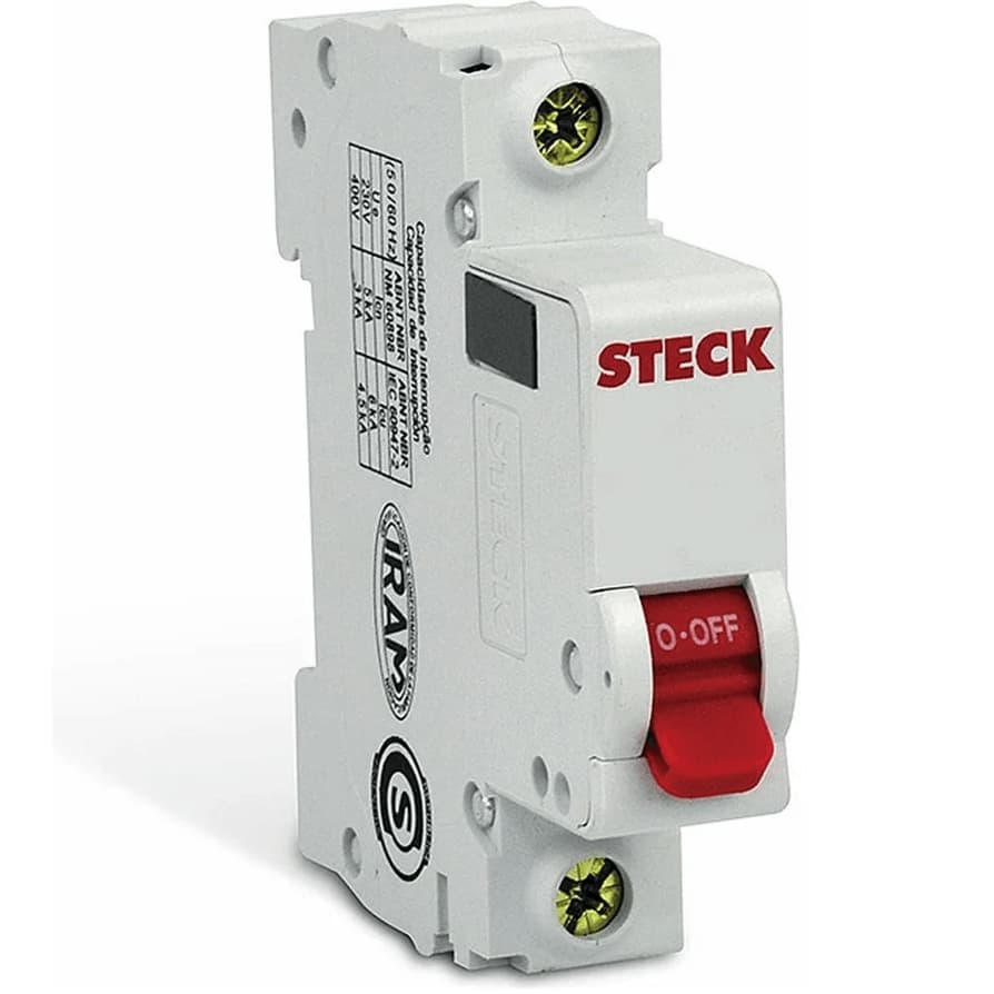 Disjuntor Unipolar Monopolar Steck 10A 16A 20A 25A 32A 40A 50A 63A Curva C 3KA