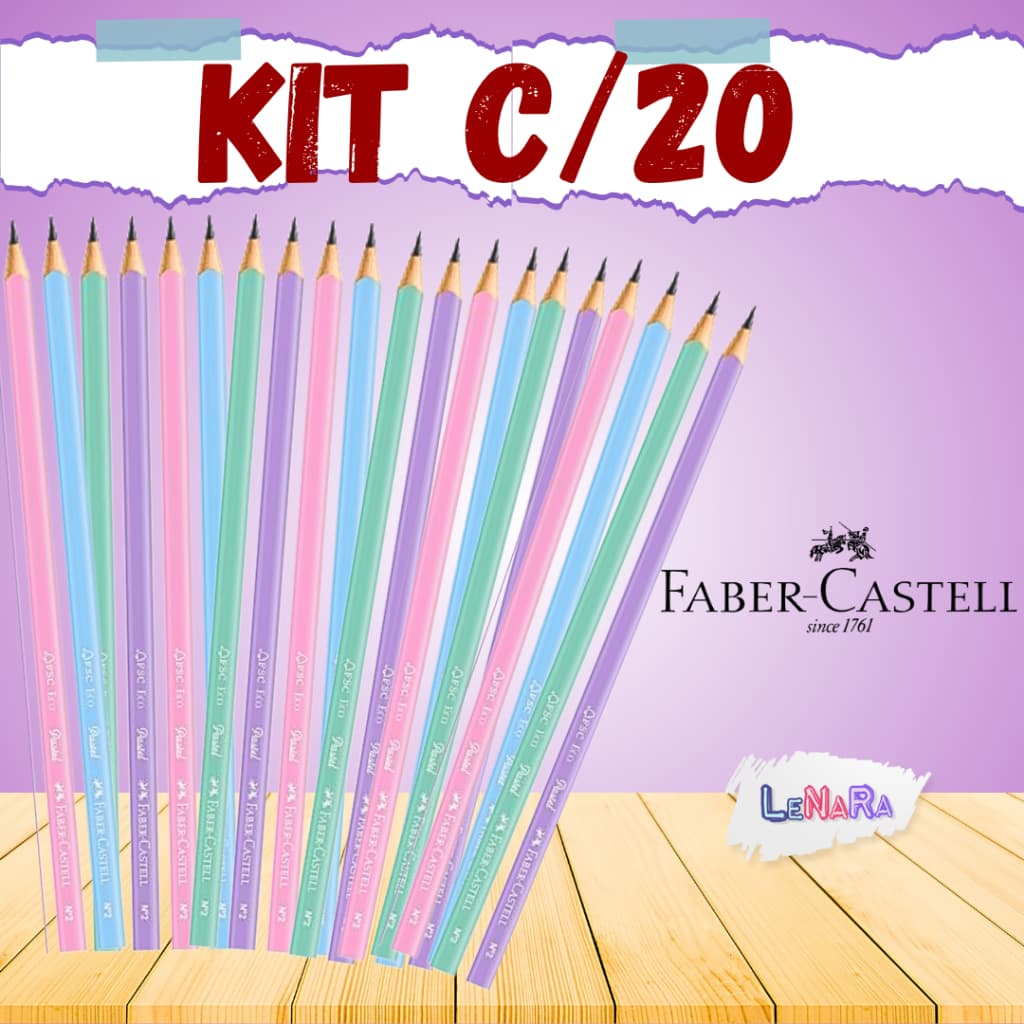 Lápis de escrever pastel Faber Castell kit até 20 lápis