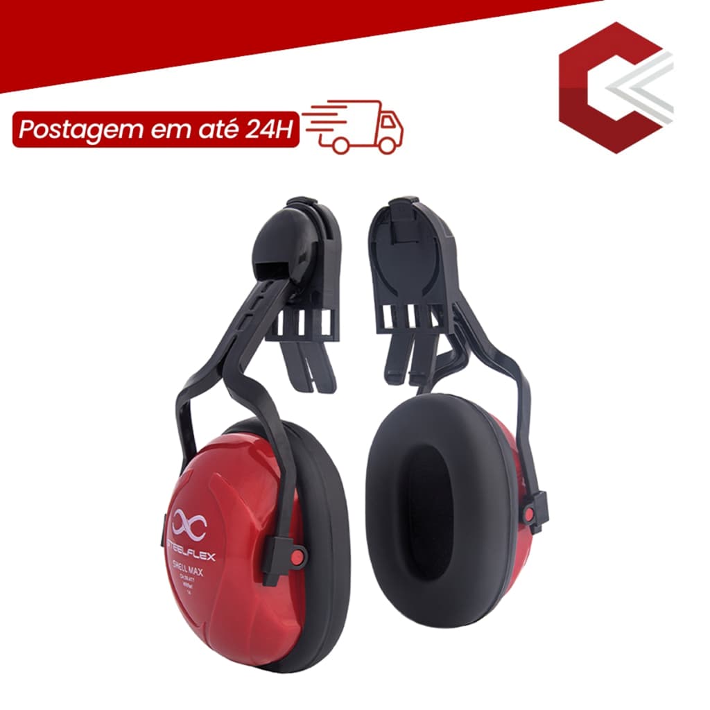 Kit Abafador Tipo Concha Proteção Auditiva Steelflex Shell Max 15dB Para Capacete - CA 39477