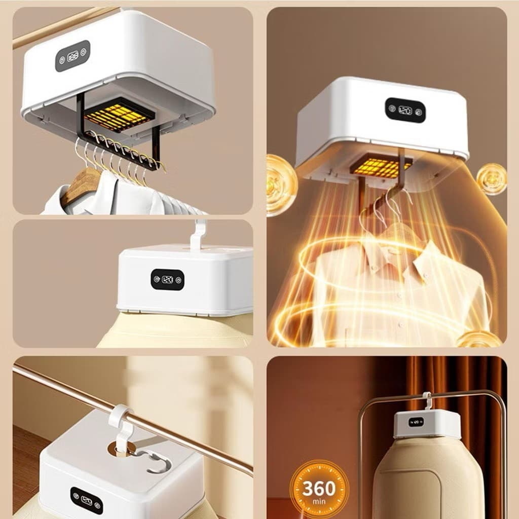 Secadora Compacta 600W Silenciosa, com Temporizador e Secagem 3D