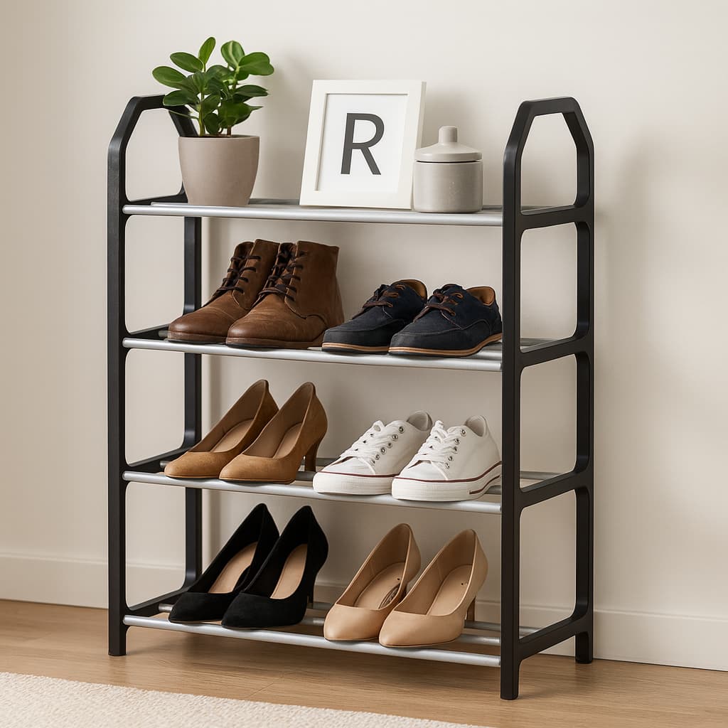 Sapateira Organizadora Tênis Sapato 4 Andares 8 Pares   Multiuso  Premium Hall de Entrada e Quarto