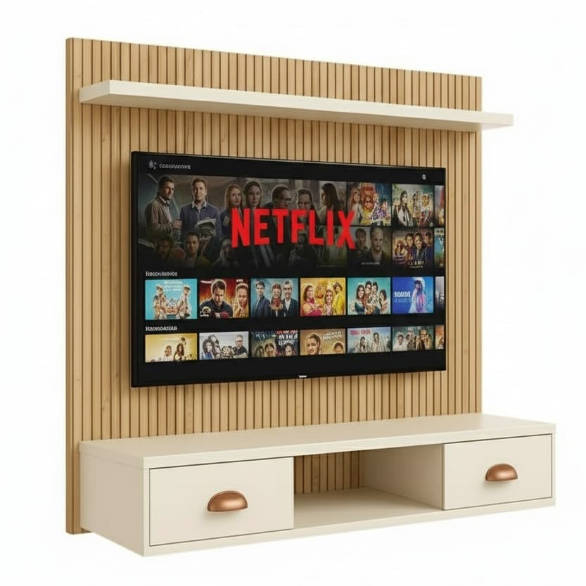 Painel Para Tv 45 Polegadas De Parede Rack 2 Portas Moderno