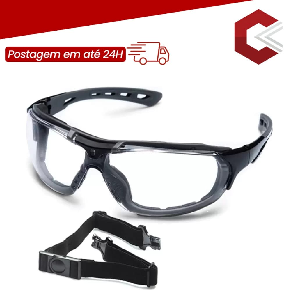 Óculos De Segurança, Esporte E Lazer Antirrisco Antiembaçante UV e Vedação Steelflex Roma - CA 40903