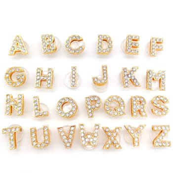 Letras Para Babuche Pins/Bottons Encantos De Sapato  Acessórios De Plastico E Strass Alfabeto Dourado