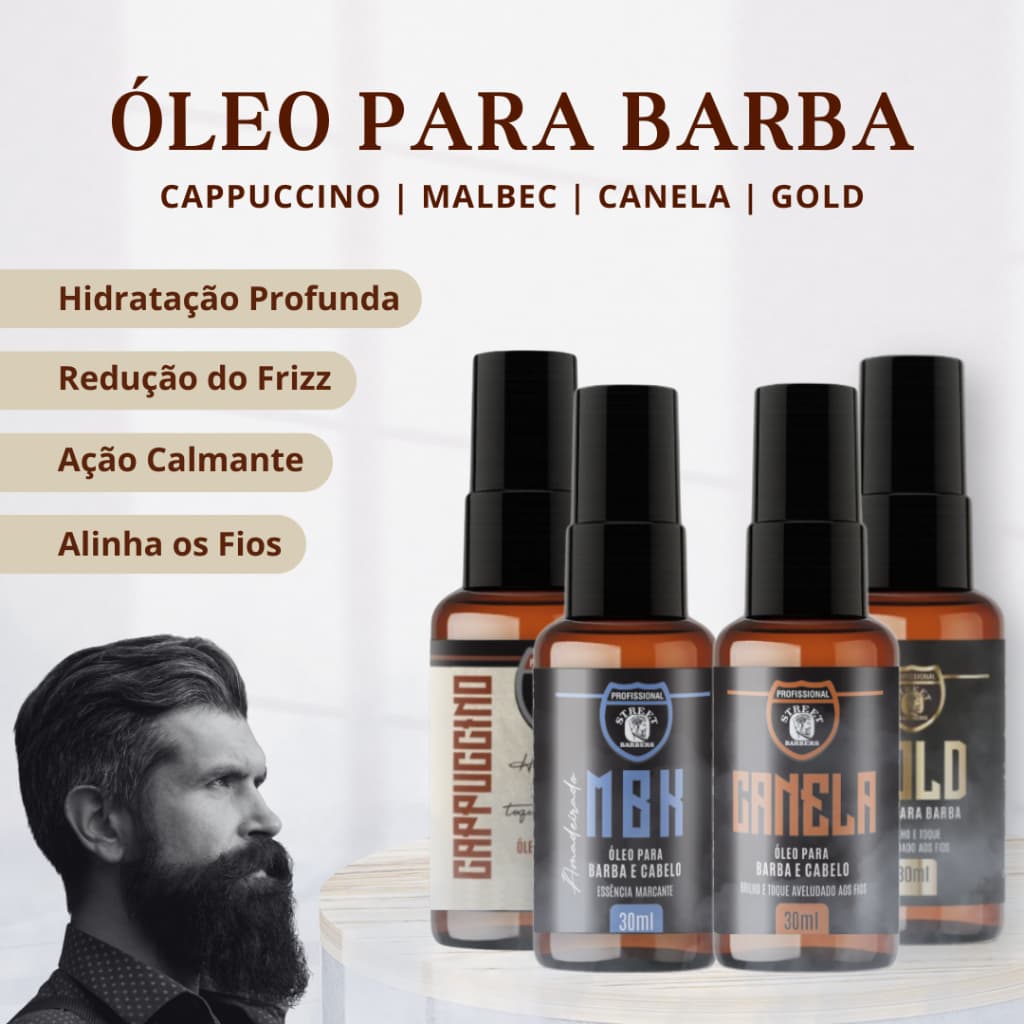 Óleo para Barba Perfumado Fios Alinhados e Hidratados Street Barbers 30ml