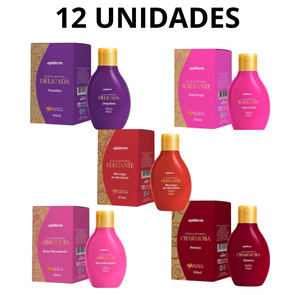 Óleo Corporal Apiderm Apinil 100 g Com óleo de Amêndoas KIT 12 UNIDADES