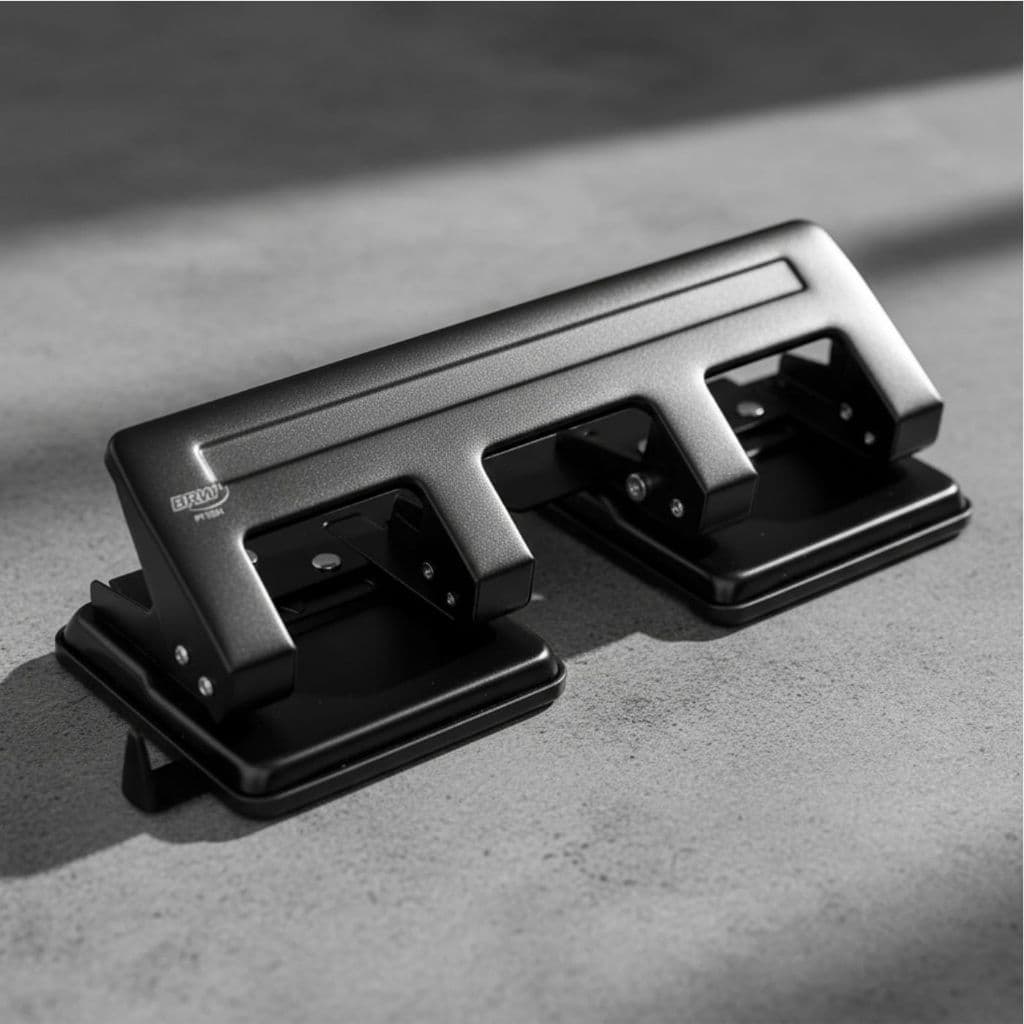 Perfurador De Papel 4 Furos 20 Folhas em Metal – Estrutura Metálica 27cm com Coletor e Margeador