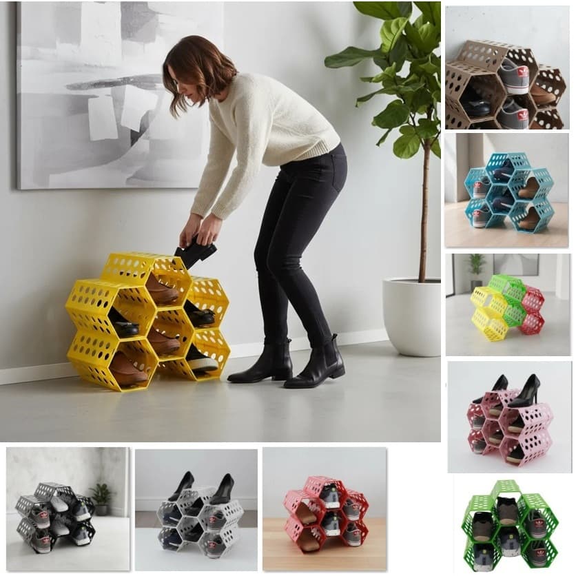 Sapateira Colmeia 6 Cavidades Porta Hall Quarto - Diversas Cores