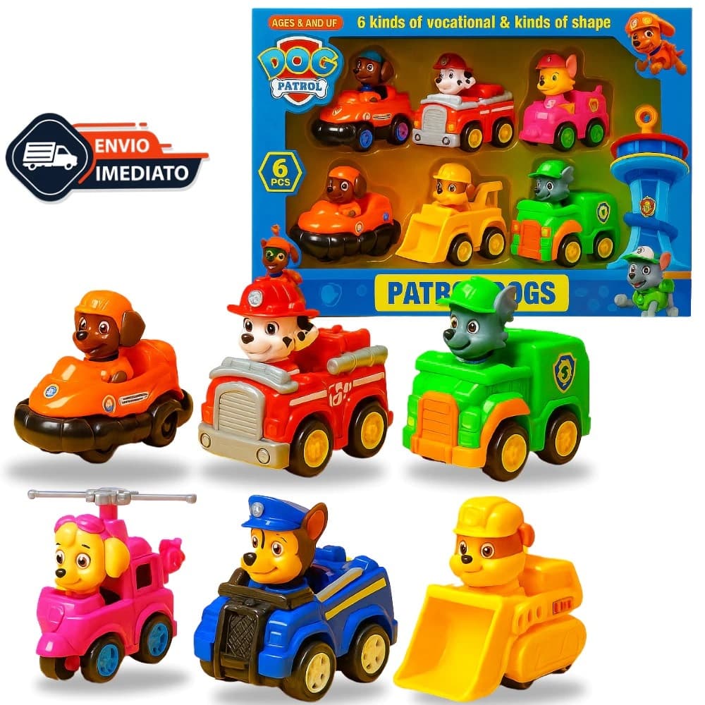 Kit 3/6/9 Carrinho Patrulha Canina Brinquedo Coleção Fricção Brinquedos Corrida Infantil Criança